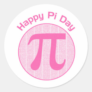 Lycklig Pi Day Numbers Rosa Runt Klistermärke