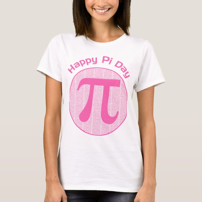 Lycklig Pi Day Numbers Rosa Tee Shirt (Framsida)