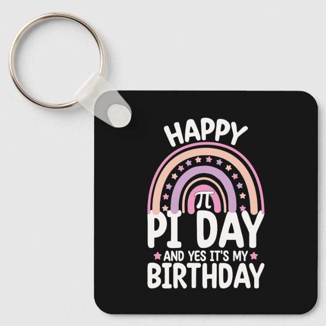 Lycklig Pi Day och det är min födelsedagsmat Rainb Nyckelring (Framsida)