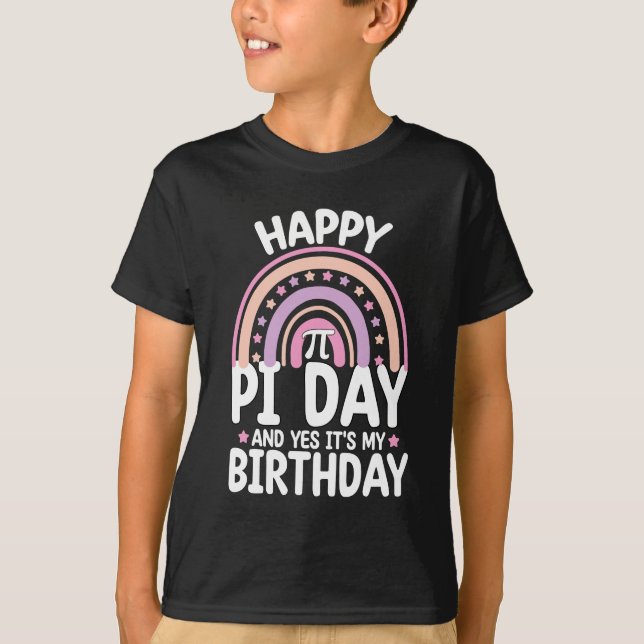 Lycklig Pi Day och det är min födelsedagsmat Rainb T Shirt (Framsida)