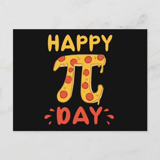 Lycklig Pi Day, Paj Day Pizza-Mathematics Pi Symbo Vykort (Framsida)