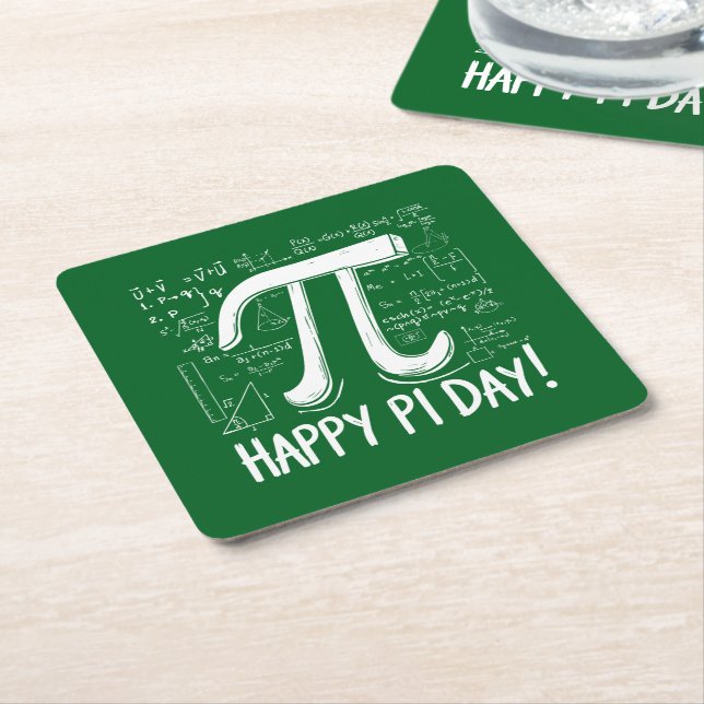 Lycklig Pi Day papper Underlägg Geeky Math Bord de Kvadrat (Vinklad)