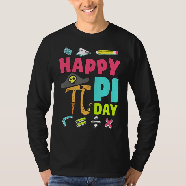 Lycklig Pi Day Pirat Math Teacher Kid Boy Funn T Shirt (Framsida)