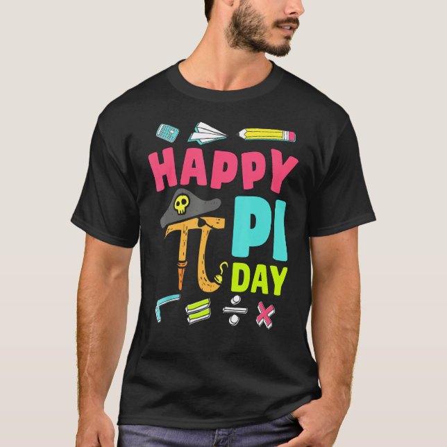 Lycklig Pi Day Pirat Math Teacher Kid Boy Funn T Shirt (Framsida)