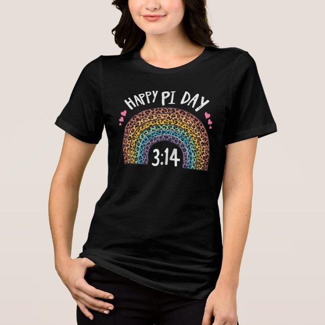 Lycklig Pi Day Rainbow Leopard Skriv ut T Shirt (Framsida)
