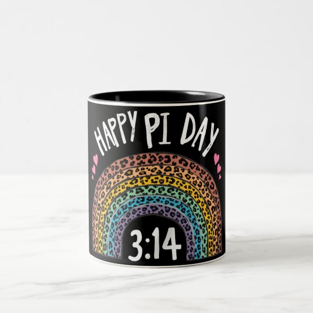 Lycklig Pi Day Rainbow Leopard Skriv ut Två-Tonad Mugg (Center)