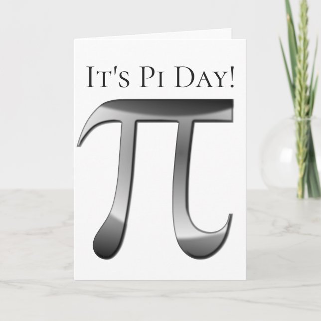 Lycklig Pi Day - Shiny Silver Pi Symbol Kort (Framsida)