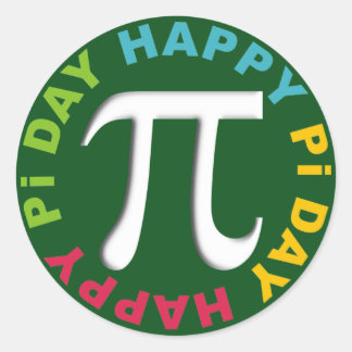 Lycklig Pi Day Stickers Ljusa färger grönt Runt Klistermärke
