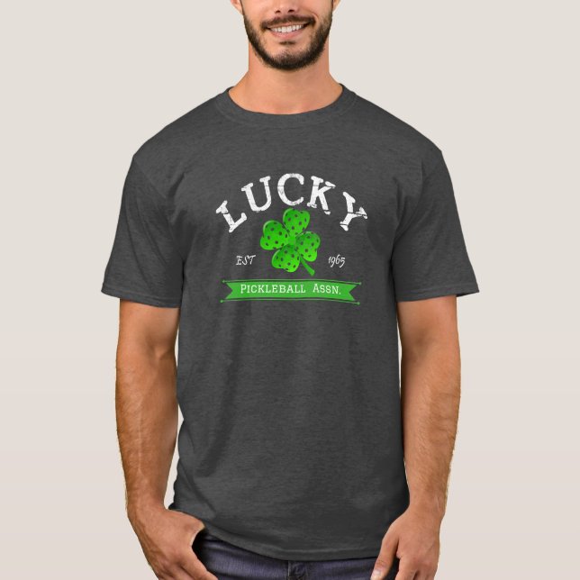 Lycklig Pickleball 4 lövklöver T Shirt (Framsida)