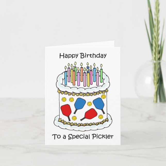 Lycklig Pickleball Birthday Kort (Framsida)