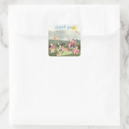 Lycklig Picnic Editable Birthday Kids Boy Fyrkantigt Klistermärke