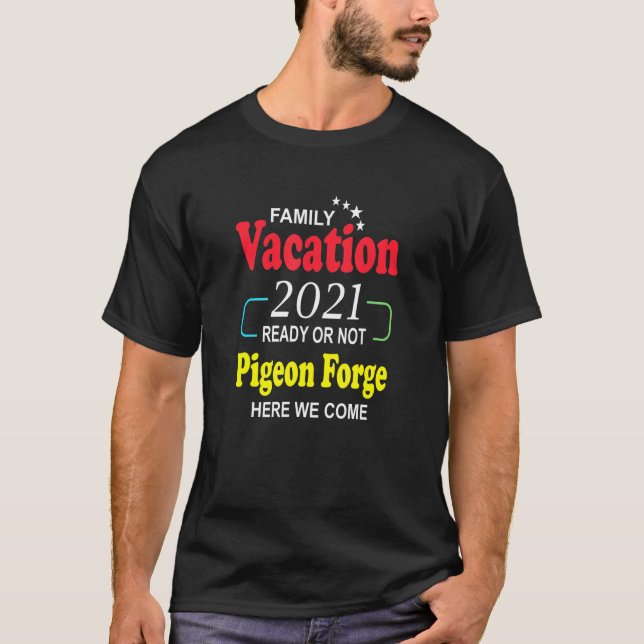 Lycklig Pigeon Forge Family Vacation 2021 Stars T Shirt (Framsida)
