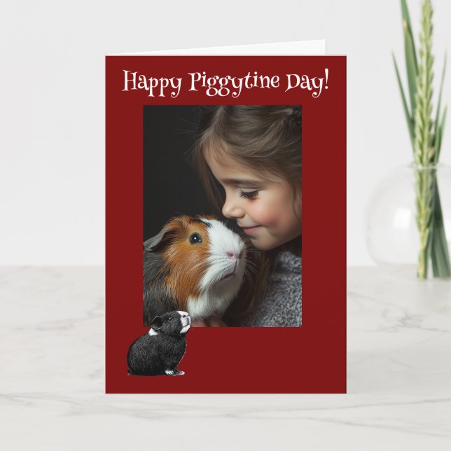 Lycklig Piggytine's Day Guinea Gris Valentine Helgkort (Framsida)