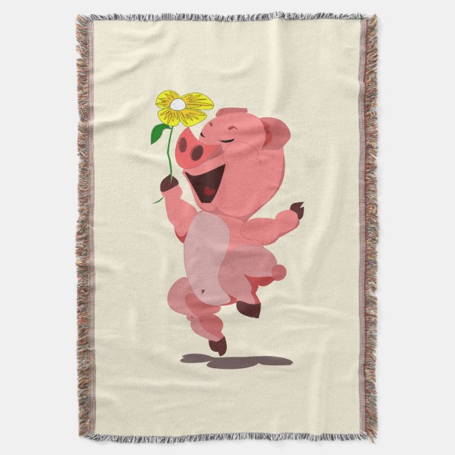 Lycklig Piglet Throw Blanket Filt (Framsidan Vertikal)