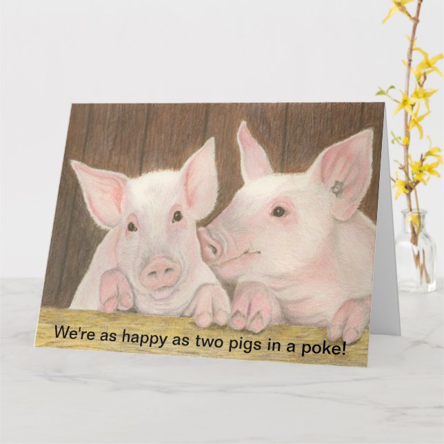 Lycklig Piglets Kort (Gul blomma)