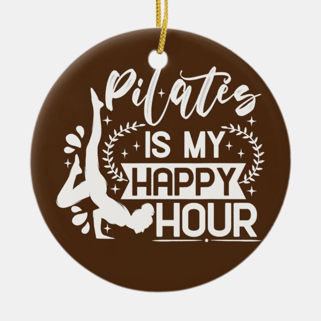 Lycklig Pilates Instruktör Flicksnuny Pilaterna Äl Julgransprydnad Keramik (Framsidan)