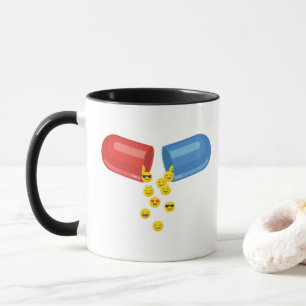 Lycklig Pill: Positiva emotikoner Mugg