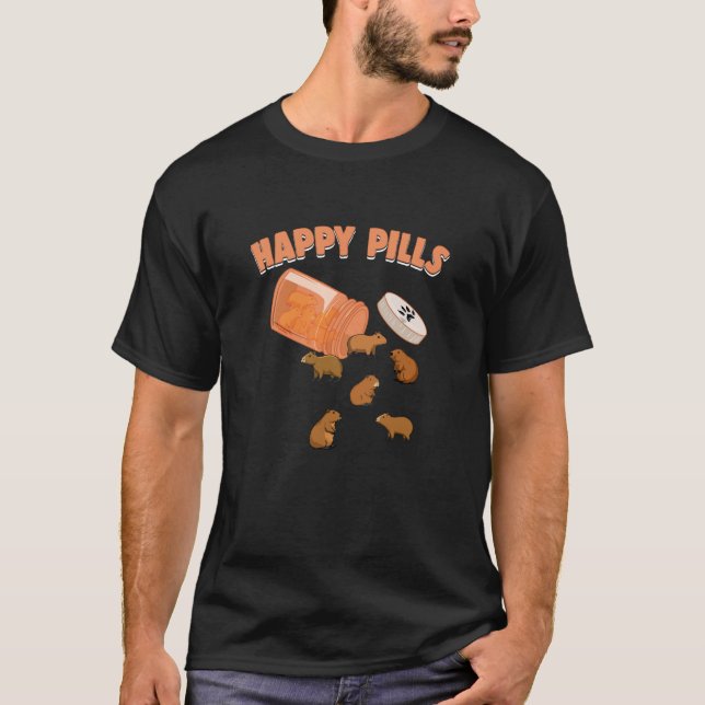 Lycklig Pills Capybara Funny Capibara Älskare Humo T Shirt (Framsida)