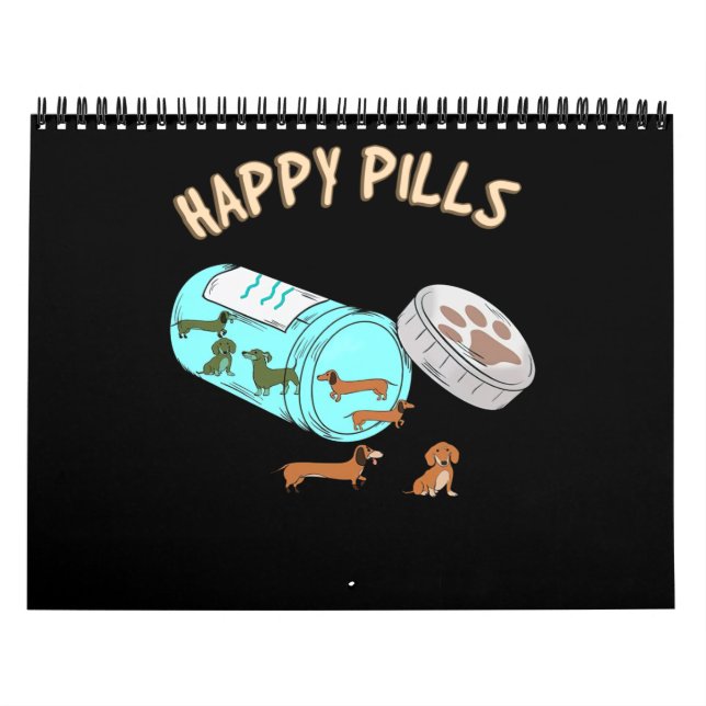 Lycklig Pills Dachshund Cute Hund älskare Kalender (Omslag)