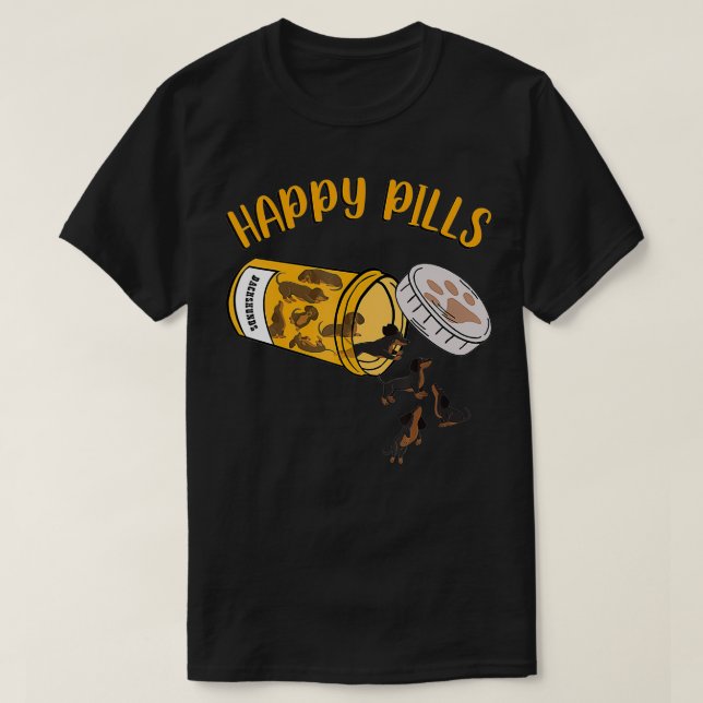 Lycklig Pills Dachshund Hund i kärlek hundar  T Shirt (Design framsida)