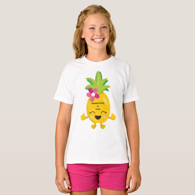 Lycklig Pineapple Homeschool är Coola Tee Shirt (Hel framsida)