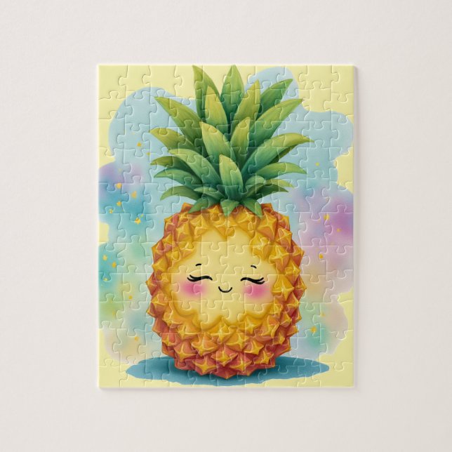 Lycklig Pineapple Tropical Jigszle Puzzle Pussel (Vertikal)