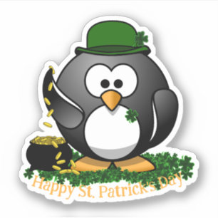 Lycklig Pingvin St. Patrick's Day Klistermärken