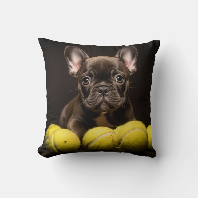 🐕 Lycklig Pinscher Puppy Pillow Tennis Kudde (Framsida)