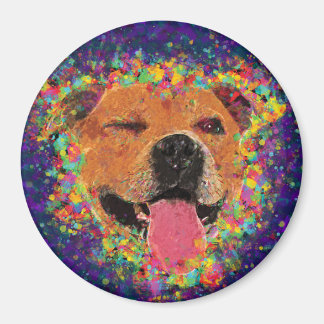 Lycklig Pit Bull Pop Art Magnet