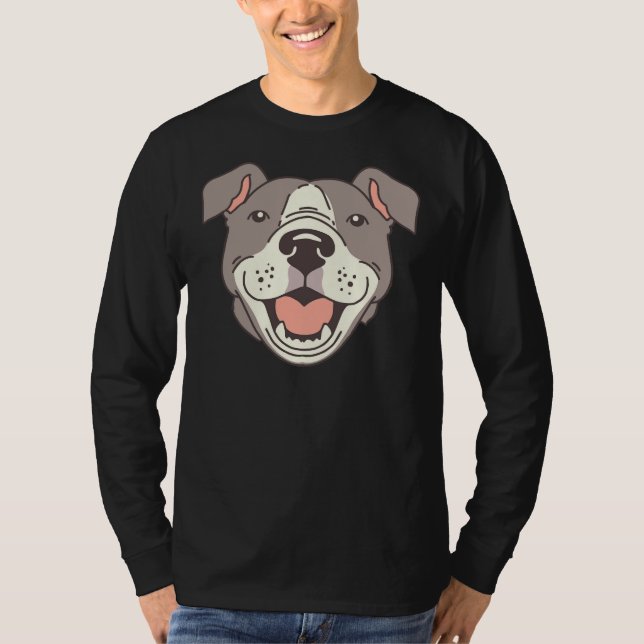 Lycklig Pit Bulls Tassar on Red T Shirt (Framsida)