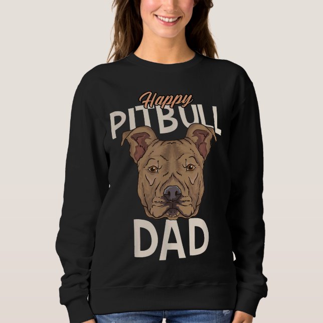 Lycklig Pitbull Pappa T Shirt (Framsida)