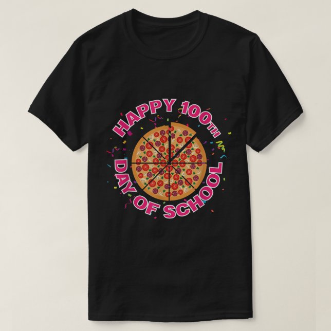 Lycklig Pizza, 100-årsdagen för älskare av skollus T Shirt (Design framsida)