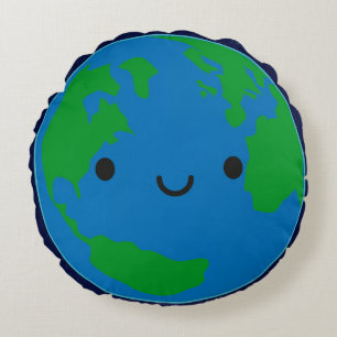 Lycklig planetjord rund kudde