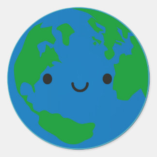 Lycklig planetjord runt klistermärke