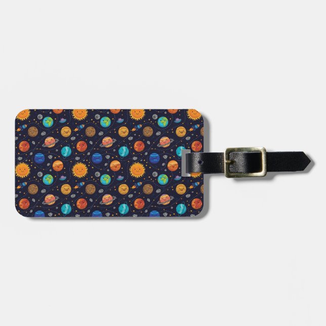 Lycklig Planets Luggage Tag Bagagebricka (Horisontell Framsida)