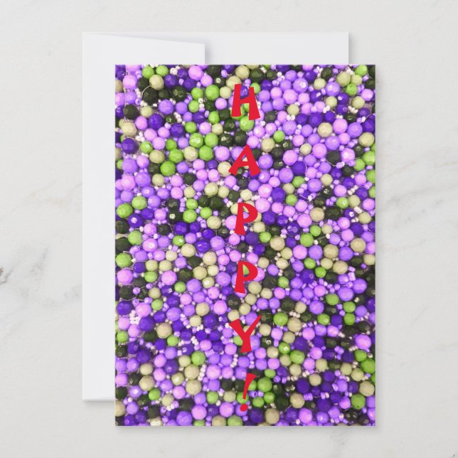 LYCKLIG! Platt hälsningskort (Framsida)