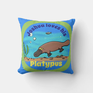 Lycklig platypus simmande tecknad cushion kudde
