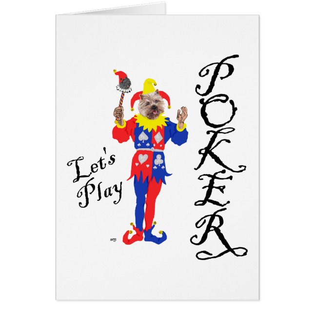 Lycklig Poker Cairn Terrier Hälsningskort (Framsidan)