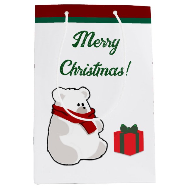 Lycklig Polar Bear in Red Scarf, julens Tecknad (Framsidan)