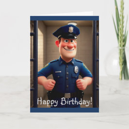 Lycklig Policeman Birthday Kort