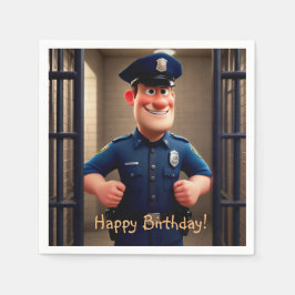 Lycklig Policeman Birthday Pappersservett
