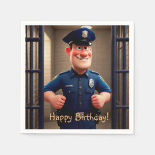 Lycklig Policeman Birthday Pappersservett