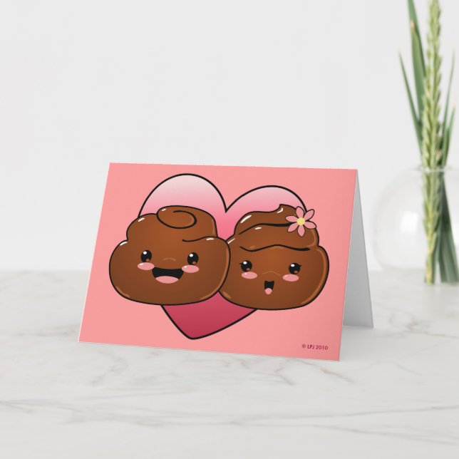Lycklig Poo Valentiness-hälsningskort Helgkort (Framsida)