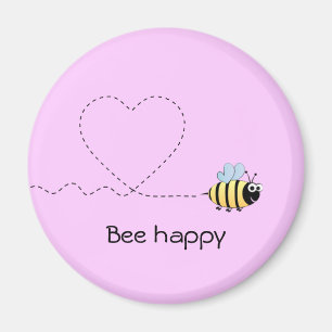 Lycklig-positiv bikupa tecknad lustig pun rosa mag magnet