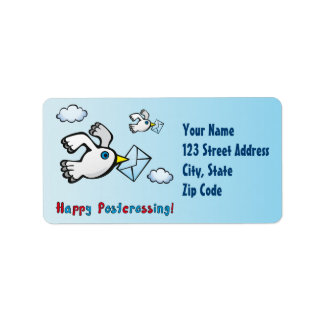 Lycklig Postcross! - Pigeon-post. Adressetikett