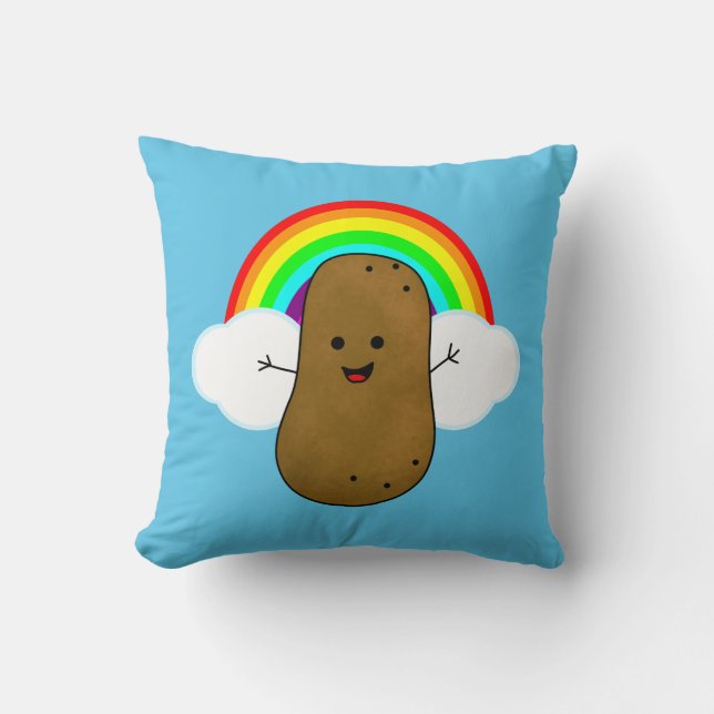 Lycklig potatis och regnbåge kudde (Framsida)