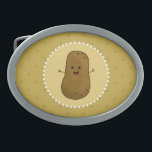 Lycklig Potato<br><div class="desc">Blocket lycklig potatis bälte. Kute brun tecknad lycklig-potatis med stort lycklig leende på ansikte. Ändra bakgrunden till valfritt färg genom att klicka på Anpassa.</div>