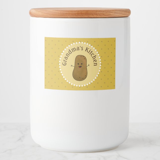 Lycklig Potato Personlig Mat Etiketter (Framsida)