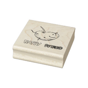 Lycklig Potato Wood Art Frimärke Stämpel