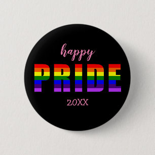 Lycklig Pride 20xx Anpassningsbar Text på Anpassni Knapp